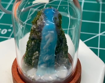 3D Resin Waterfall Diorama Necklace: Unique Miniature Scene