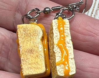Realistic Grilled Cheese Sandwich Dangle Earrings: Food Jewelry