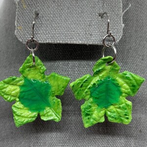 Polymer Clay Tree Star with resin dew Dangle Earrings: Hypoallergenic