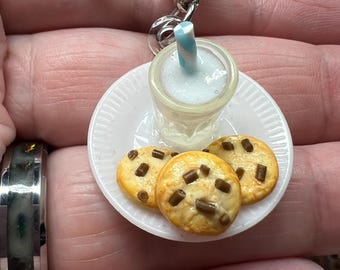 Chocolate Chip Cookie Pendant: Polymer Clay Cookie & Milk Necklace
