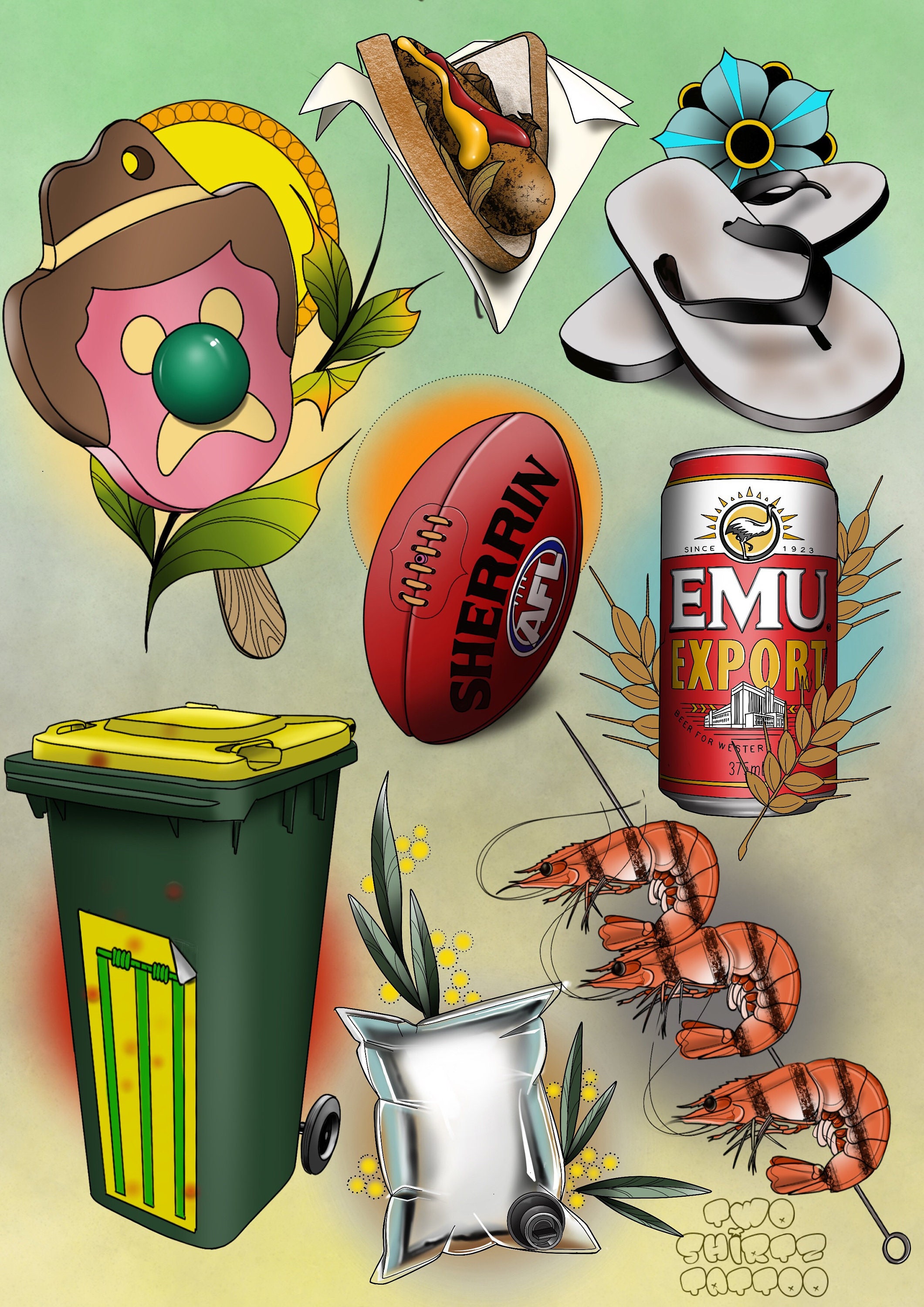 Australian Tattoo Flash Etsy