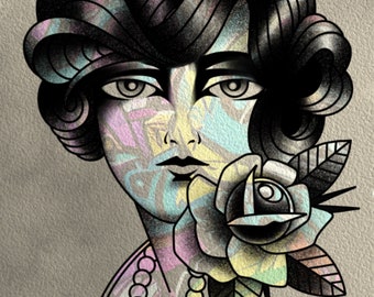 Impresión de arte de tatuaje tradicional