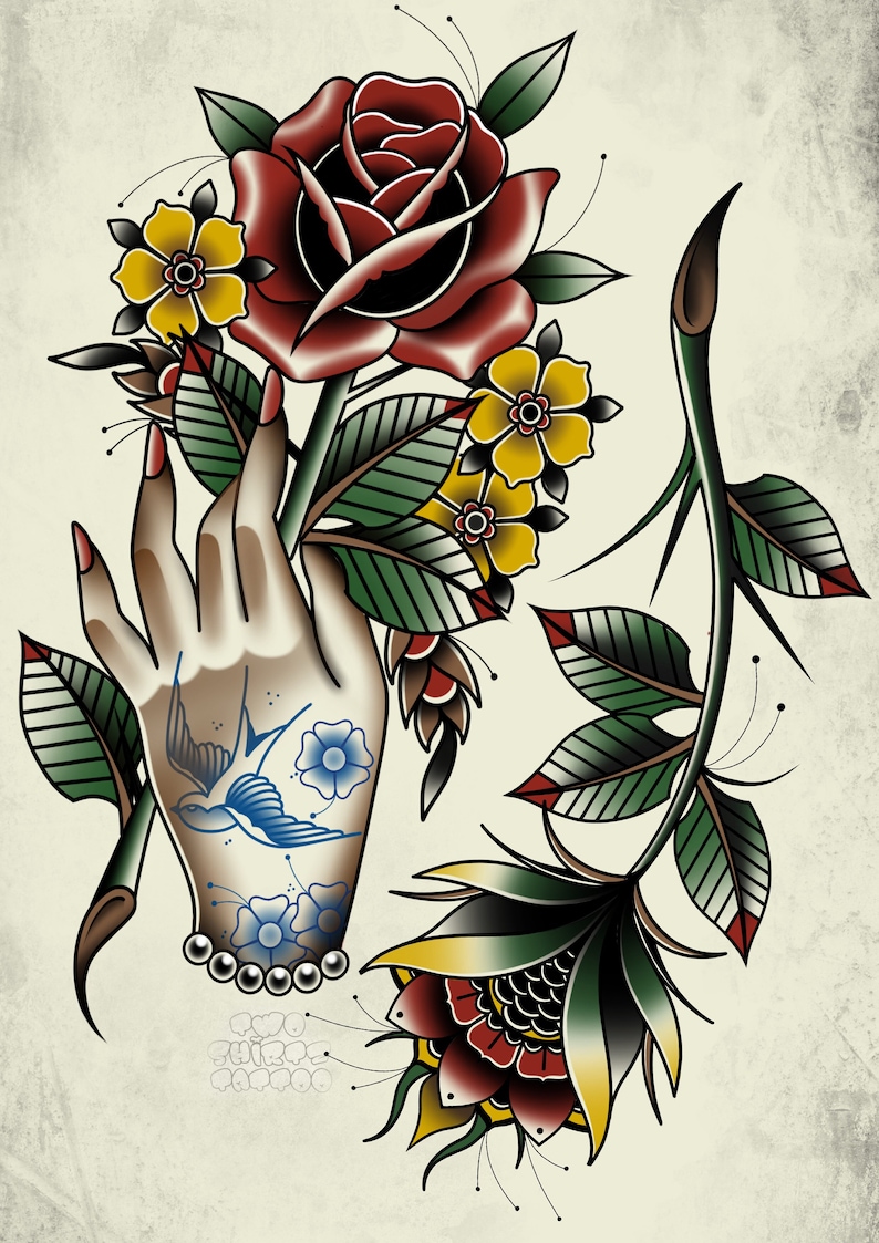 Traditional Tattoo Flash Print - Etsy