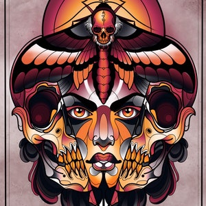A3 neo traditional tattoo print on 250gsm card