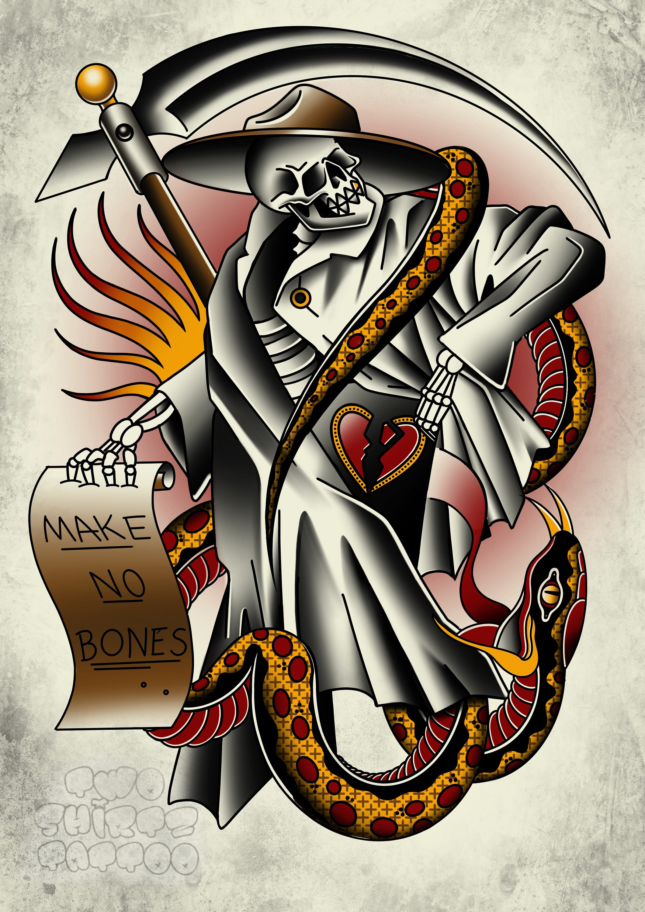 Tradition Reaper Tattoo Art Print A3 - Etsy