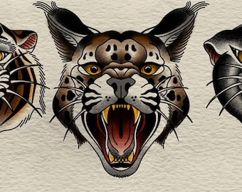 Tradition big cats tattoo print
