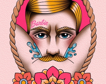 Barbie traditional tattoo print