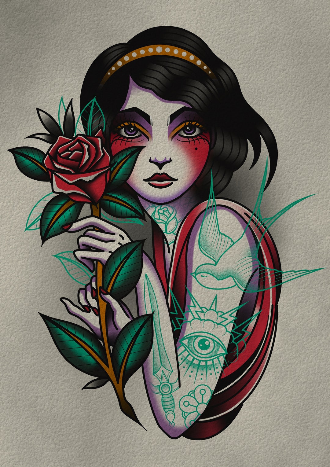 Traditional Tattoo Art Print - Etsy