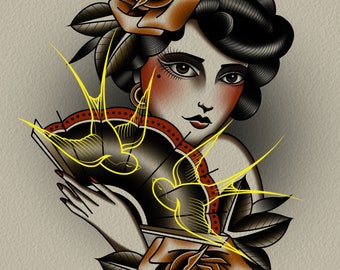 Impresión de arte de tatuaje tradicional