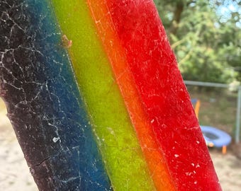 Prisma Rainbow Slice Crystal Candy | Handmade Layered Crystal Candy | Strawberry, Mango, Banana, Green Apple, Blueberry & Mixed Berry | Edib