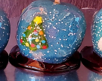 Hand Painted Marzipan Snow Globe Candy Apples, Big Mouse Candy Apple, Mermaid Candy apple, unicorn candy apple