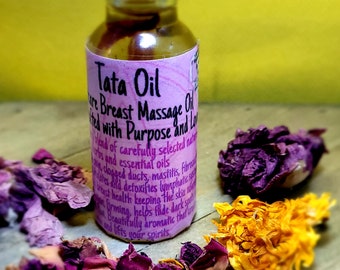 Tata Oil, Self Care Herbal Breast Massage Oil, Breast Health, Massage, Mastitis, Clogged Ducts, lymph, vegan