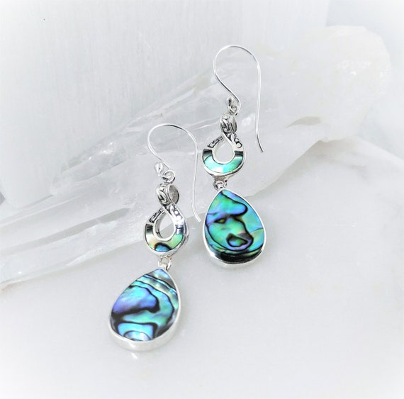 Blue Paua Earrings Sterling Silver. Beautiful TearDrop Stud Earrings
