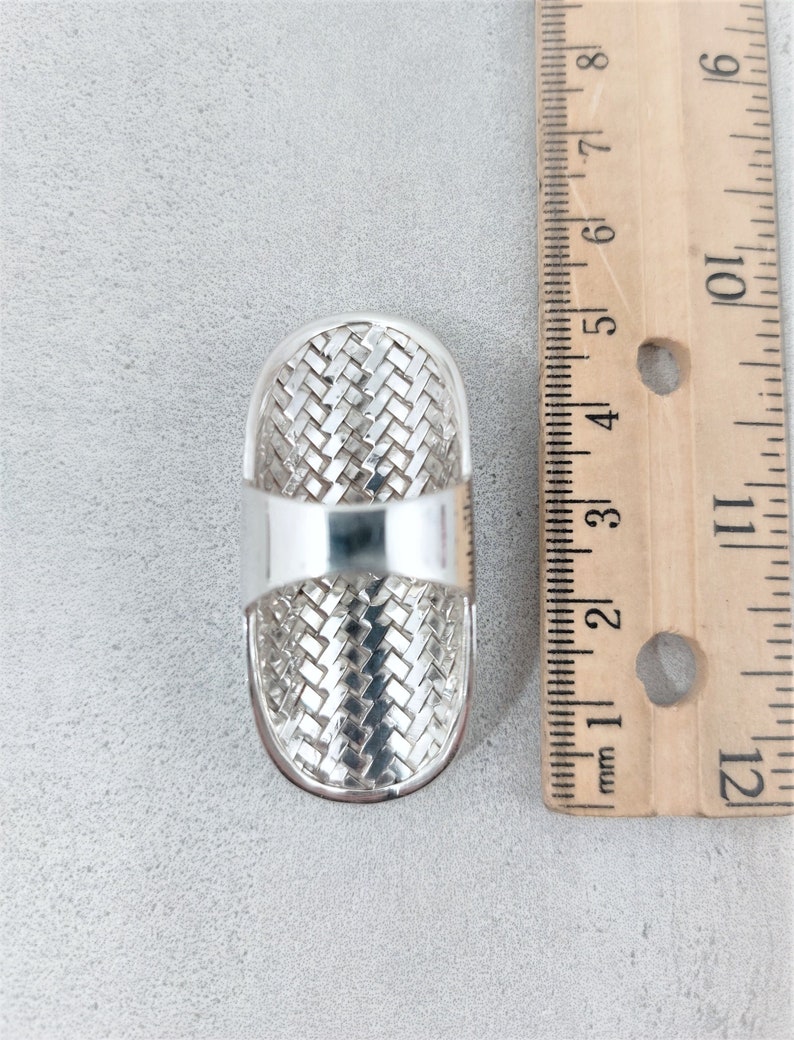 Long Chunky Paua Shell 925 Sterling Silver Ring Statement Abalone Shell Geometric Silver Ring Triangle Shells Braided Textured Silver Ring