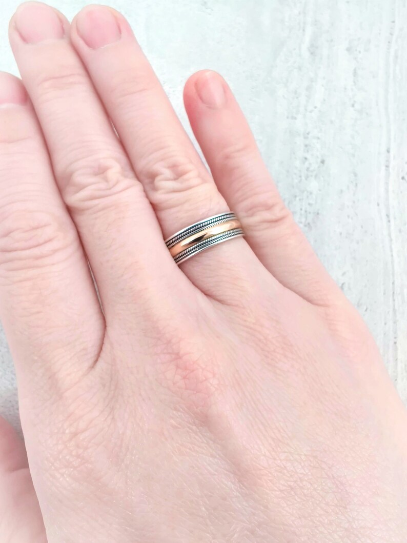 2 Tone 18k Gold /& 925 Silver Wedding Band Ring Two Tone Eternity Band Ring Men/'s Wedding Ring 2 Tone Infinity Solid Gold and Silver Ring