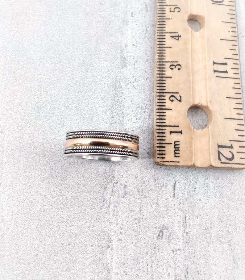 2 Tone 18k Gold /& 925 Silver Wedding Band Ring Two Tone Eternity Band Ring Men/'s Wedding Ring 2 Tone Infinity Solid Gold and Silver Ring