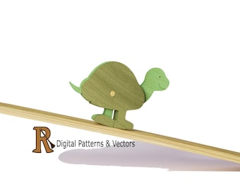 Wooden Ramp walker Turtle plans, wooden toy DIY project , vectors and Patterns for Cnc and scroll saw machines