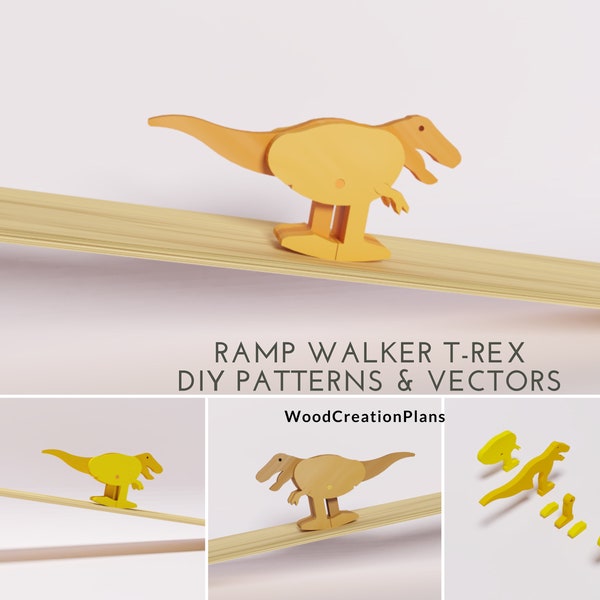 Ramp Walker Dinosaur T-Rex Pdf Patterns , dxf,  svg vectors