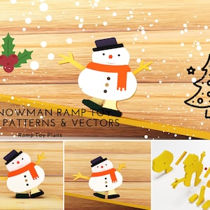 Snowman Ramp walker toy patterns and Vectors, DIY Ramp toy plans and assembly guide