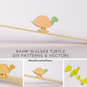 Plans de tortue de marcheur en bois, projet de bricolage de jouet en bois, vecteurs et modèles pour machines CNC et scies à chantourner