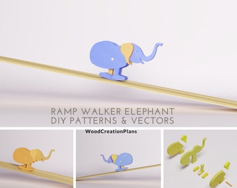 Ramp walker Elephant wooden toy PDF Patterns and Assembly guide