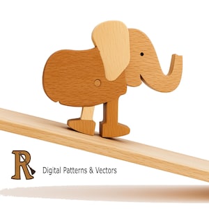 Wooden Elephant Ramp walker Toy DIY patterns and Vectors