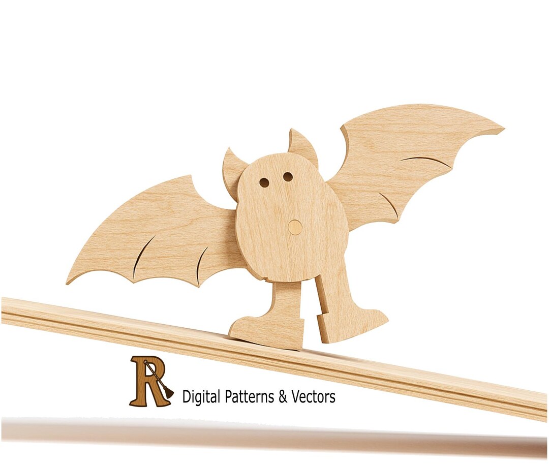 Pdf Ramp Toy Pattern Bat Ramp Walker Toy PDF Patterns and Vectors Wooden DIY Kinetic Toy - Etsy