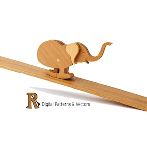 Ramp walker Elephant wooden toy PDF Patterns and Assembly guide