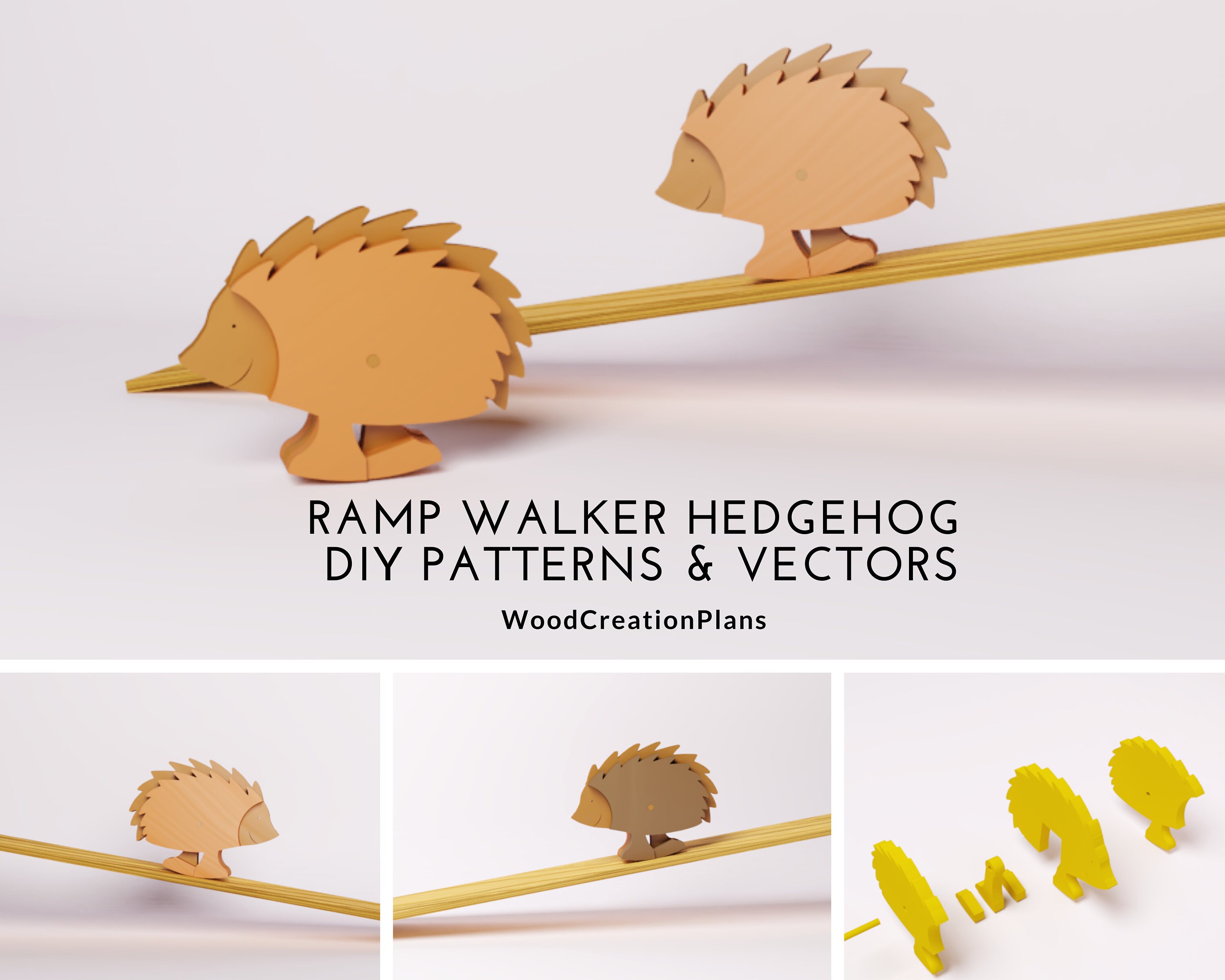 Hedgehog Ramp Walker Toy Patterns for Cnc and Scroll Saw. Etsy Canada