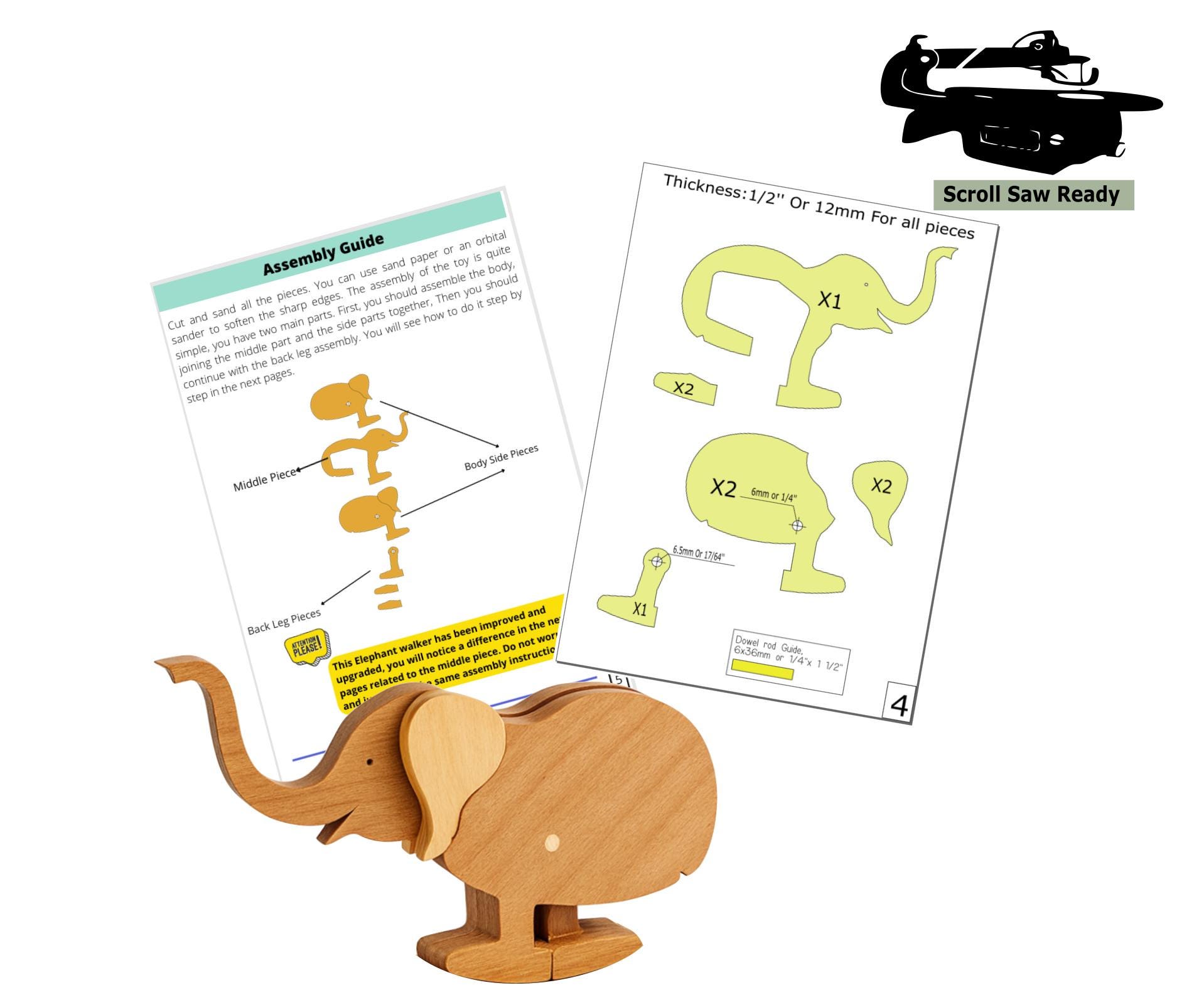Pdf Ramp Toy Pattern Ramp Walker Elephant Wooden Toy PDF Patterns and Assembly Guide - Etsy