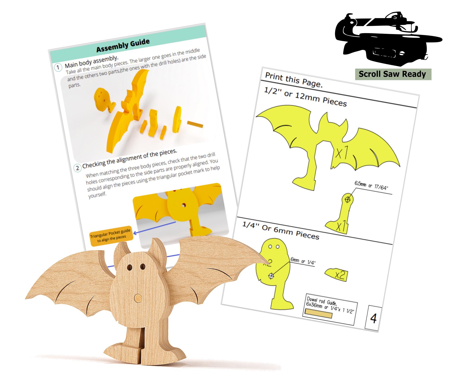 Pdf Ramp Toy Pattern Bat Ramp Walker Toy PDF Patterns and Vectors Wooden DIY Kinetic Toy - Etsy