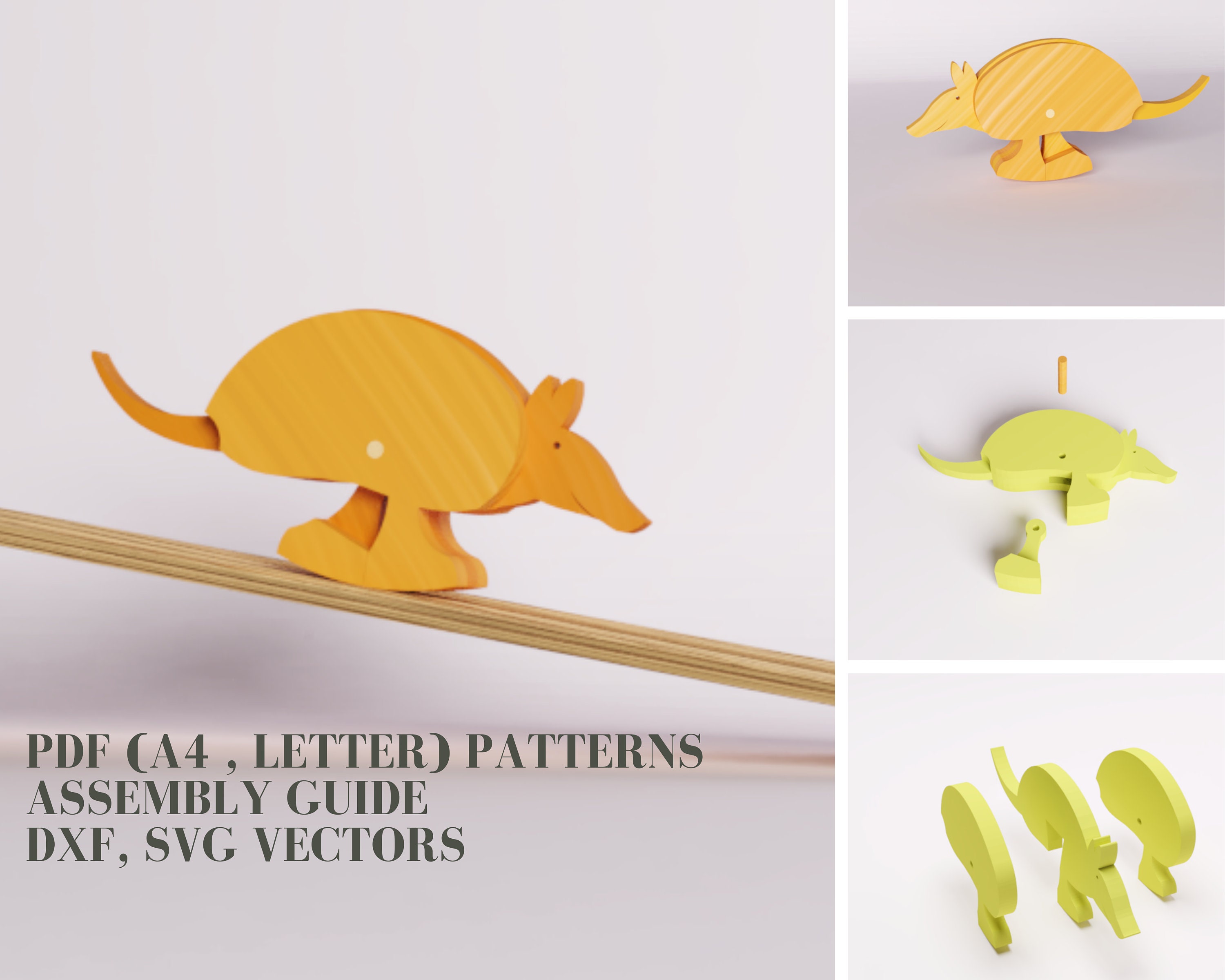 Armadillo Ramp Toy Patterns for Scroll Saw and CNC Vectors. Etsy