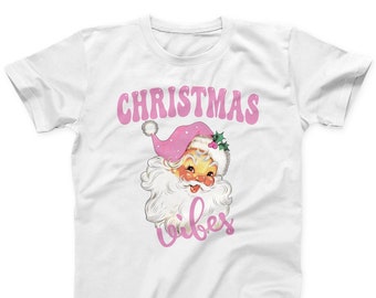Pink Santa Christmas Vibes T-Shirt