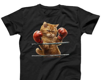 Funny Boxing Cat Graphic Tee - Animal Lover Gift