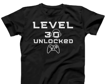 Level 30 Unlocked Gamer T-Shirt: Funny 30th Birthday Gift