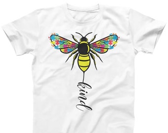 Be Kind Autism Awareness Bee Kind men's Women's Printed Graphic Tee Plus size available