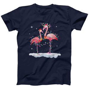 Funny Flamingos Christmas T-shirt Men Ladies Kids Xmas Tee Christmas Gift Plus size Pink