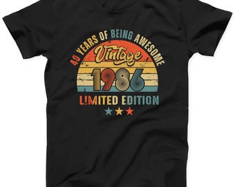 Vintage 1986 Birthday T-shirt | 40th Birthday Gift