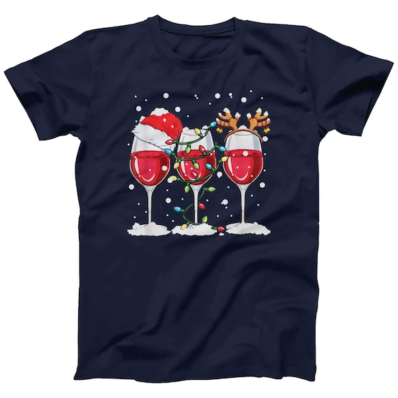 Wine Glasses Santa Hat Christmas Tee Funny Wine Lover Gift T-Shirt Wine Glasses Santa Hat Christmas Tee Funny Wine Lover Gift T-Shirt