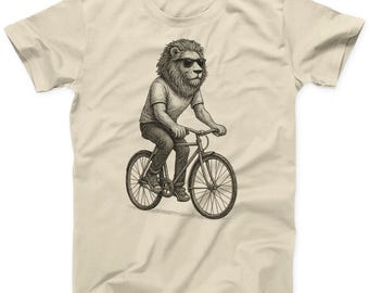 Cycling Lion Graphic Tee: Hipster Streetwear T-Shirt