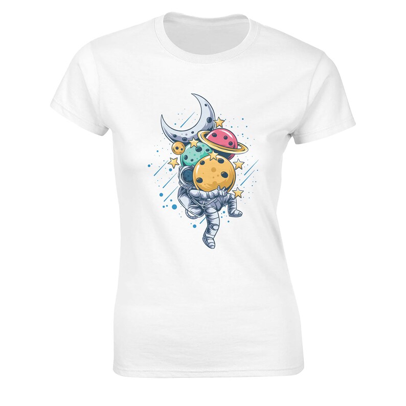 Astronaut Planets Graphic Tee: Space Streetwear T-Shirt afbeelding 6