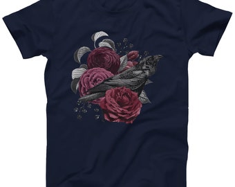 ●RAIVE● New Vintage Rose Graphic T-shirt in Charcoal RAIVE] Vintage Rose Graphic T-shirt – Arielle Store