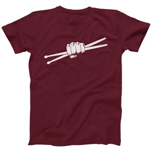 Drummer T-Shirt: Drum Sticks Graphic Tee - Adults and Kids - Plus Sizes Maroon