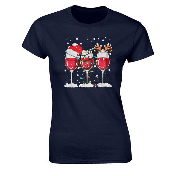 Wine Glasses Santa Hat Christmas Tee Funny Wine Lover Gift T-Shirt Wine Glasses Santa Hat Christmas Tee Funny Wine Lover Gift T-Shirt