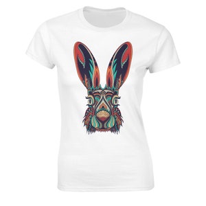 Abstract Rabbit T-Shirt: Colorful Animal Print Tee image 2