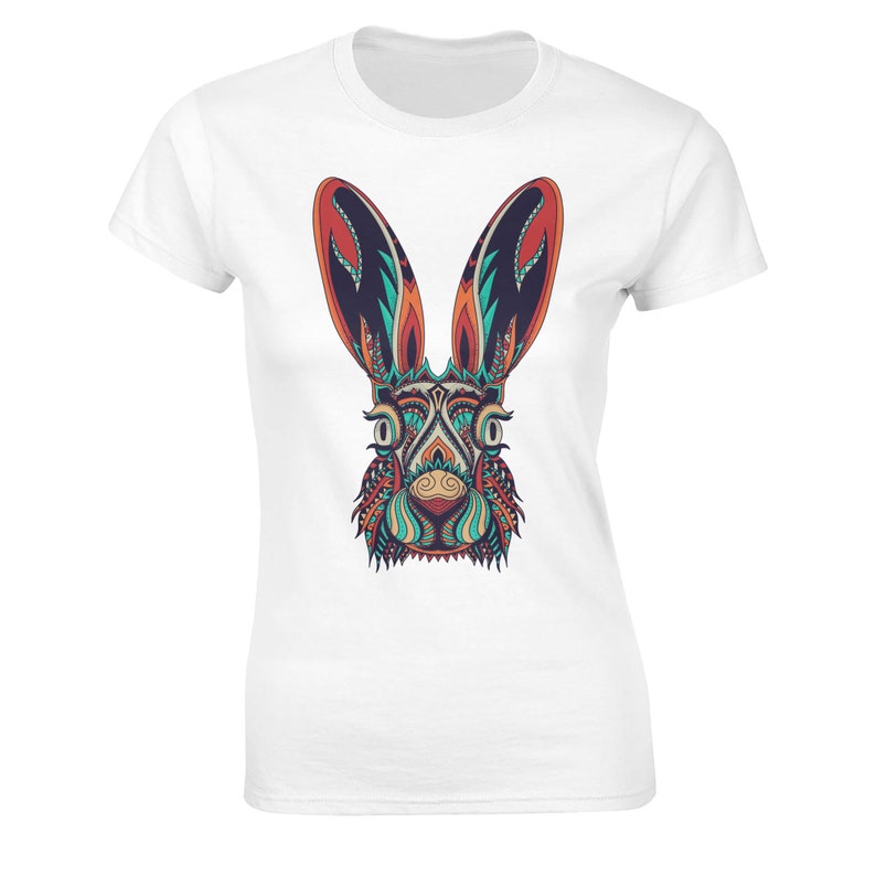 Abstract Rabbit T-Shirt: Colorful Animal Print Tee image 2