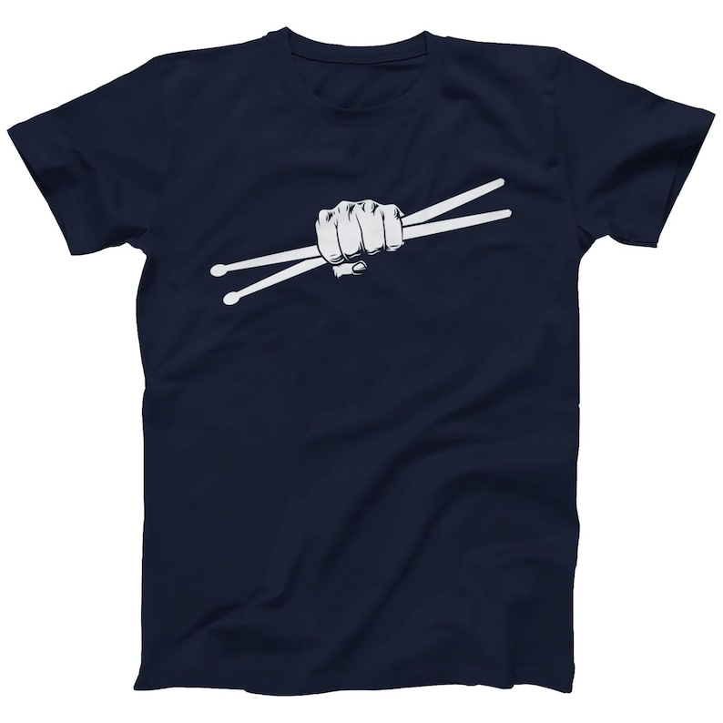 Drummer T-Shirt: Drum Sticks Graphic Tee - Adults and Kids - Plus Sizes Navy
