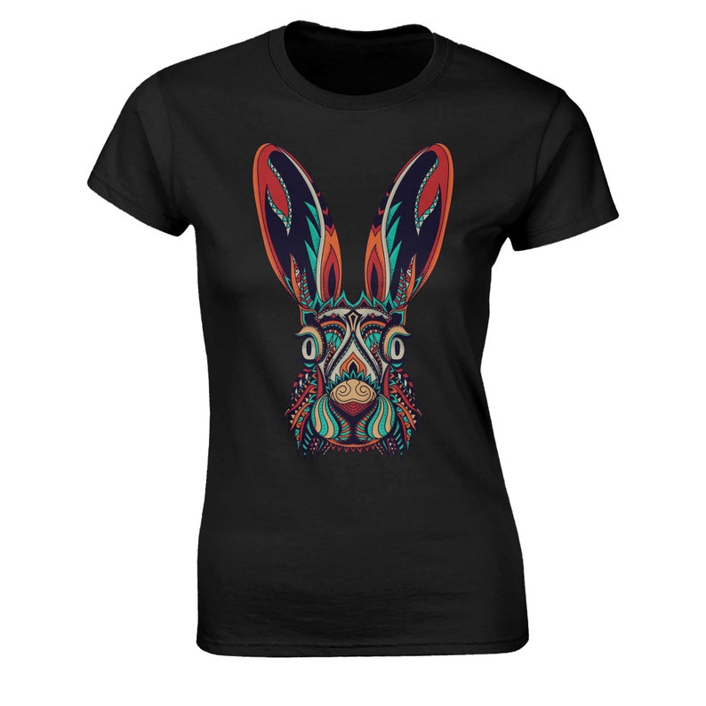 Abstract Rabbit T-Shirt: Colorful Animal Print Tee image 9