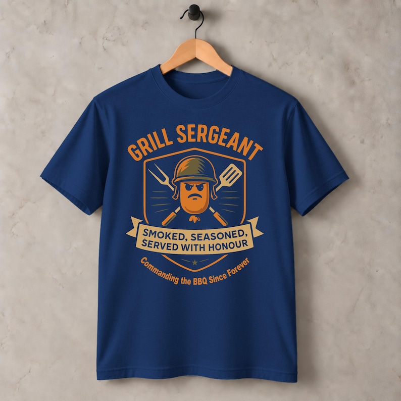 Grill Sergeant BBQ T-Shirt: Funny Military Dad Gift in French Navy