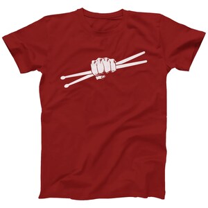 Drummer T-Shirt: Drum Sticks Graphic Tee - Adults and Kids - Plus Sizes Red